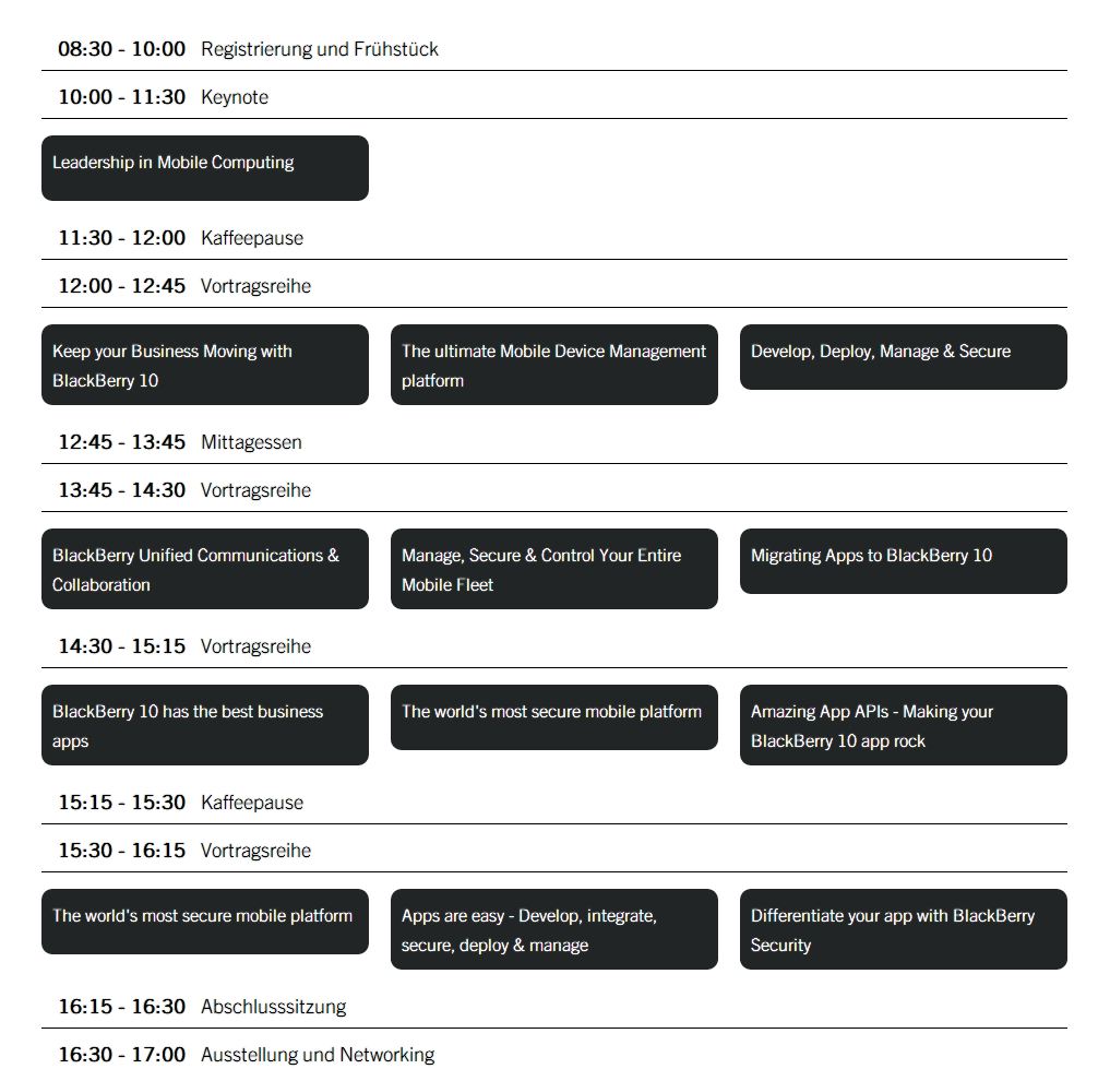 BlackBerry Experience Forum Agenda