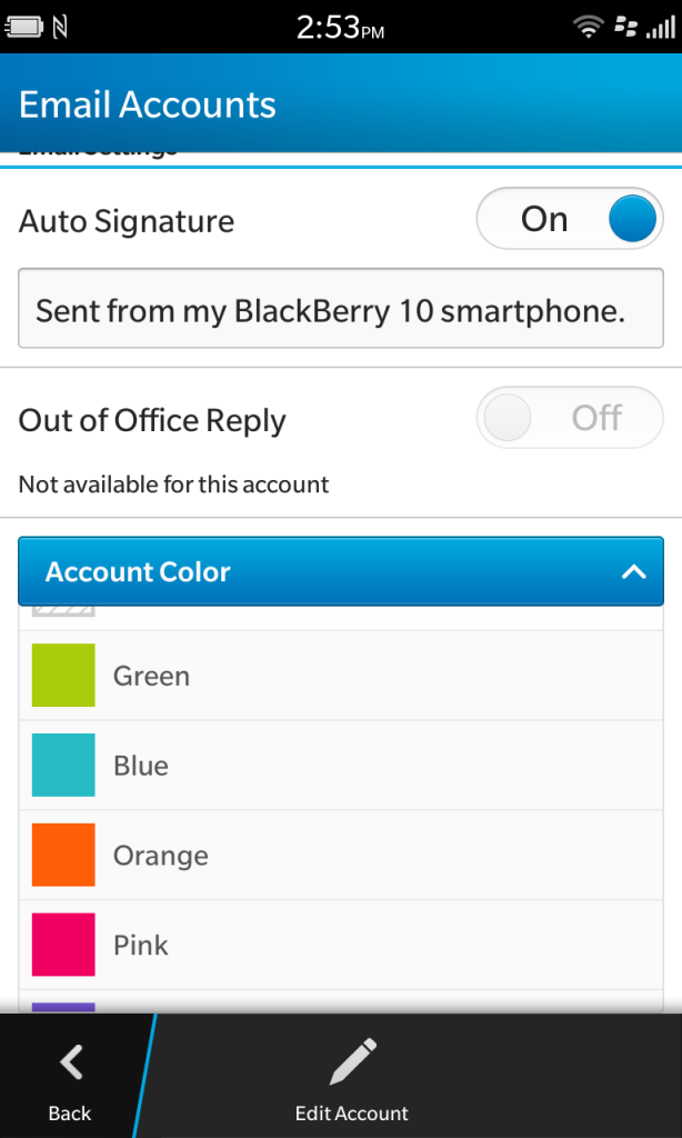 Farbige E-Mail Accounts mit BlackBerry 10.2