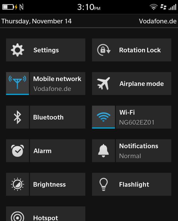 BlackBerry 10.2.1 erlaubt Personalisierung der Schnelleinstellungen