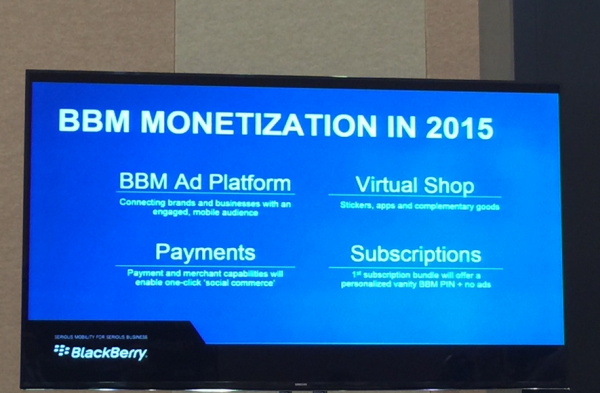 BBM Pläne zur Monetarisierung für 2015