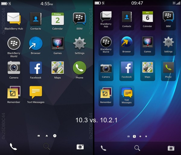 BlackBerry 10.3 Designänderungen – Keine Boxen mehr für Icons, Flat-Design für den Rest der UI