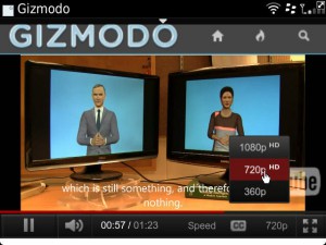 Youtube 720p Video im Bold 9810 Browser