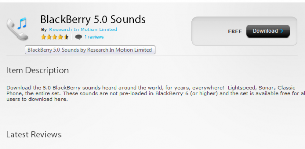 BlackBerry OS 5 Ringtone Paket in der BlackBerry AppWorld verfügbar