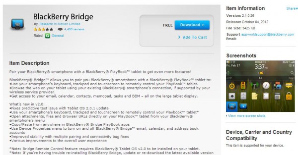 BlackBerry Bridge Update 2.1.0.26 in der BlackBerry AppWorld verfügbar