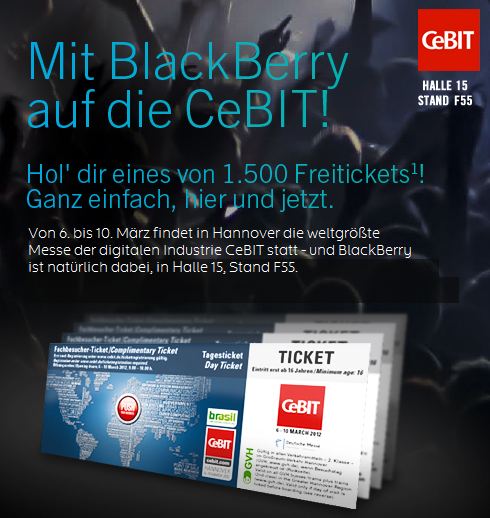 BlackBerry Deutschland und Österreich verschenkt 1500 Freikarten für die CeBIT