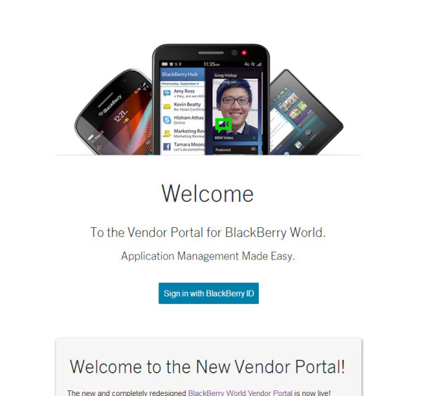 BlackBerry Vendor Portal im neuen Gewand