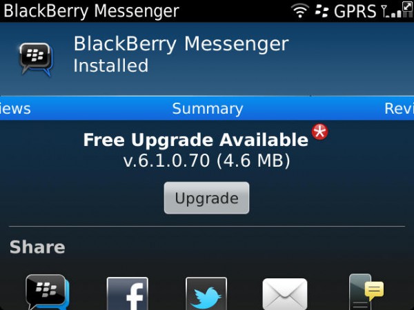 BlackBerry Messenger Update auf Version 6.1.0.70