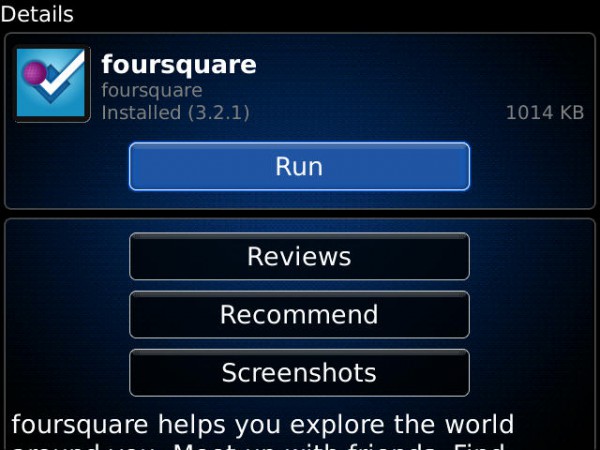 Foursquare für BlackBerry mit Update