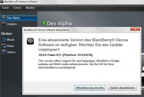 BlackBerry 10 Dev Alpha OS 10.0.6.671 Update zum Download verfügbar – behebt „Programm has ended“ Fehler
