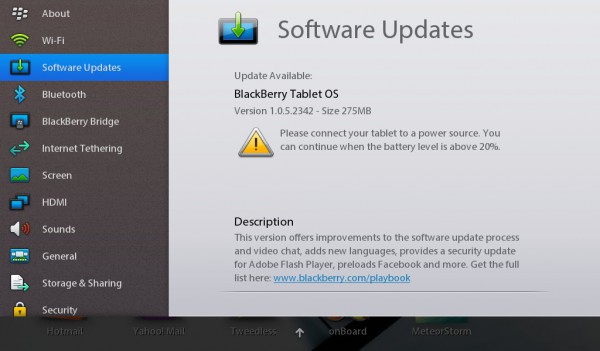 PlayBook OS Update v1.0.5.2342