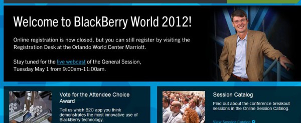 BlackBerry World 2012 General Session (Keynote) um 15 Uhr Live mitverfolgen