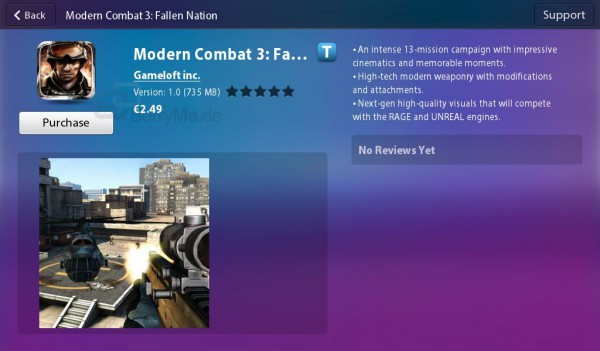 Modern Combat 3: Fallen Nation für das BlackBerry PlayBook verfügbar