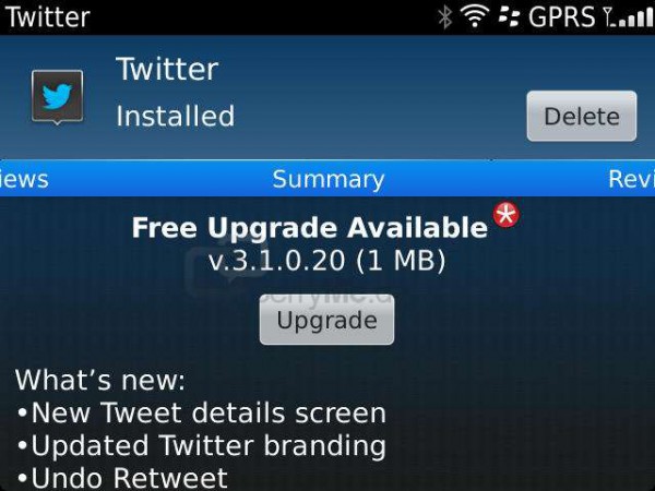 Twitter für BlackBerry Update auf Version 3.1.0.20 – Neues Icon und mehr Tweet-Details