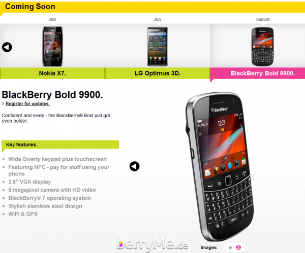 BlackBerry Bold 9900 vielleicht schon ab August bei Three UK