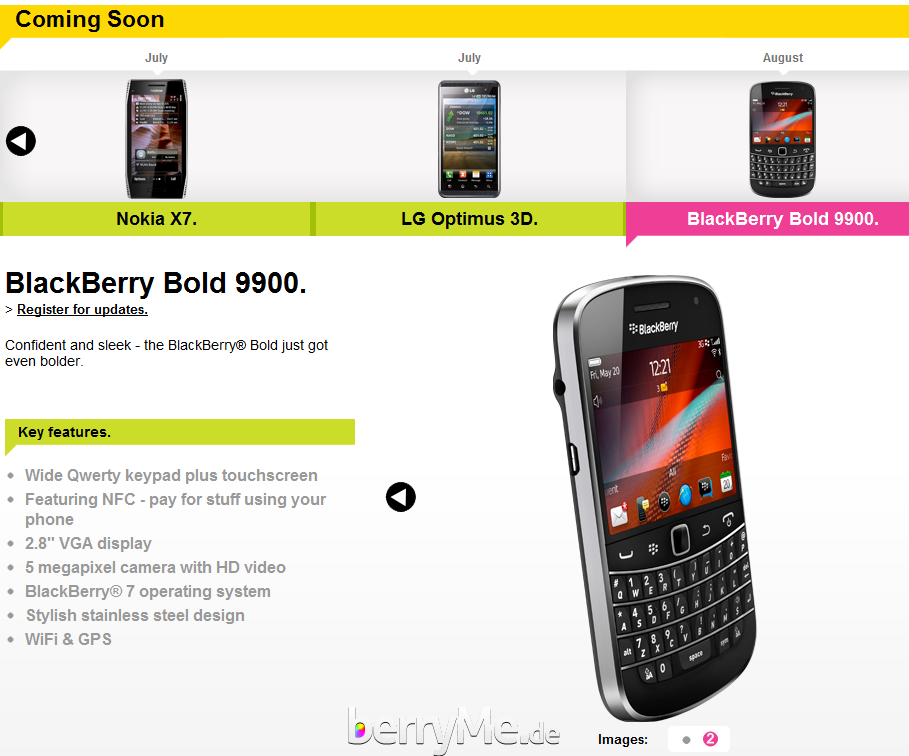 BlackBerry Bold Touch 9900 bei Three UK