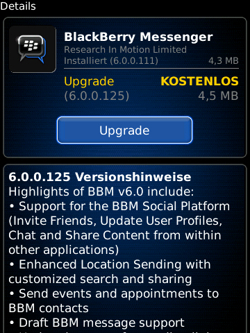 BlackBerry Messenger 6.0 offiziel in AppWorld verfügbar, Social und mehr