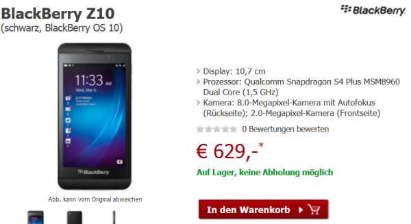 BlackBerry Z10 in Deutschland lieferbar